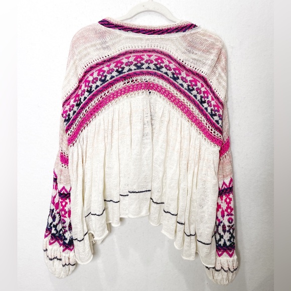 Free People White and Pink Patterned Cardigan - Picture 4 of 9